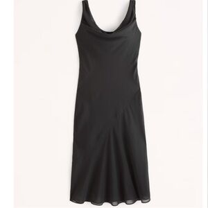 Abercrombie & Fitch Cowl Neck Black Midi Dress NWT Sz Medium Tall